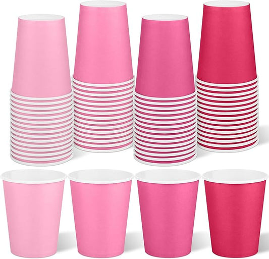 URATOT 60 Pieces 9 Ounce Pink Paper Cups Gradient Color Disposable Coffee Party Cups Beverage Drinking Cups for Party, DIY and Holiday Supplies