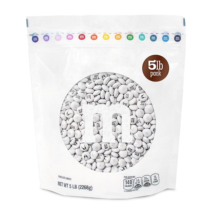 M&M’S WORLD “Mrs. and Mrs.” Milk Chocolate Candy, 5 lbs Bulk Candy for Wedding Decorations, Unique Favors, or Cake Topper