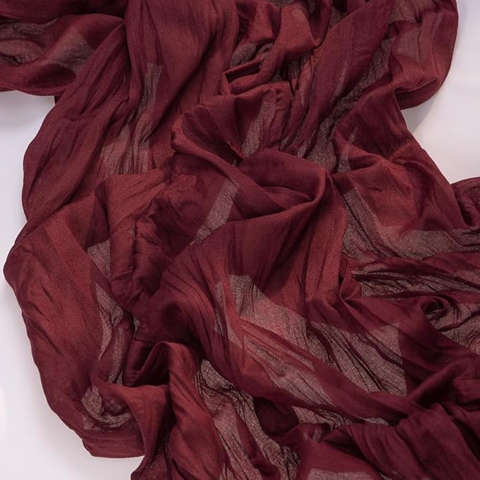 MLMC Burgundy Red Table Runner 10ft Rustic Gauze Wine Red Cheesecloth Table Runner Christmas Cheese Cloth Centerpiece 35x120 Inches for Wedding Bridal Shower Anniversary Valentine's Day Events Decor