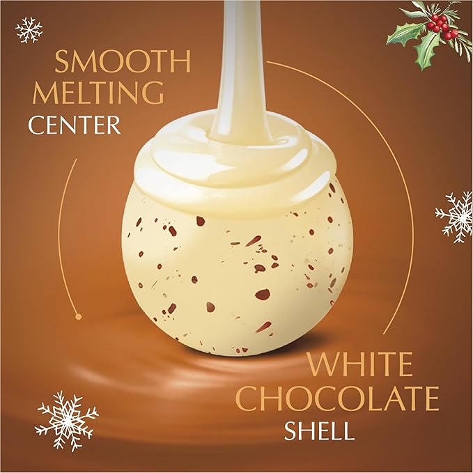 Lindt LINDOR Holiday Snickerdoodle White Chocolate Candy Truffles with Smooth, Melting Truffle Center, 8.5 oz. Bag