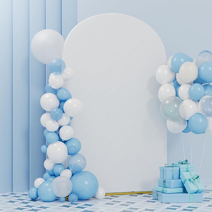 UDEAR 7.2FT Metal Arch Stand with White Cover, Arc Design with Fitted Cover, for Weddings, Parties, Baby Showers, Climbing Plants, Photo Backdrops