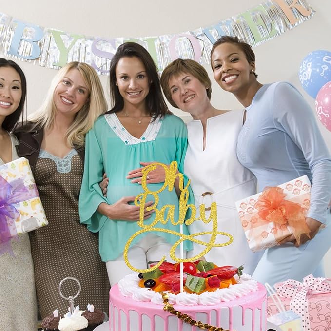 1 Pack Oh-Baby Cake Toppers Boy or Girl Theme Baby Shower Cupcake Picks for Gender Reveal, Kids Birthday Party Decoration(Style B)