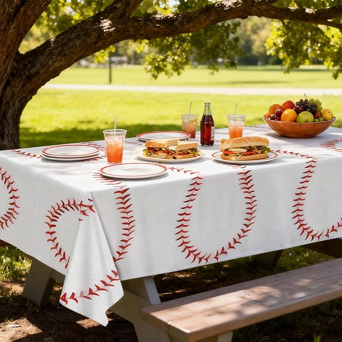 Oigco 3 PCS Baseball Tablecloth — Baseball Party Decorations — Sports Disposable Table Covers for Boys Sports Birthday Party, Team Game Day, Outdoor Picnic, 54 x 108 Inch