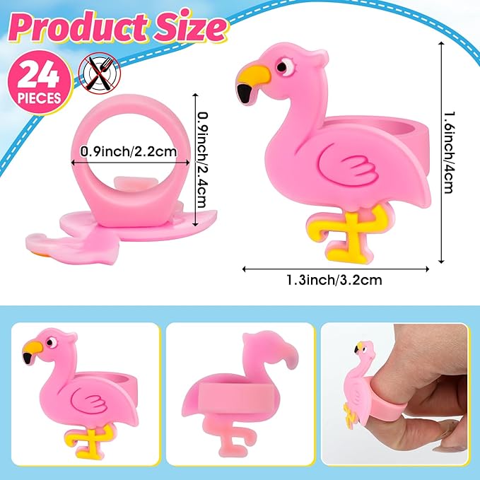 24 PCS Flamingo Cupcake Toppers Cupcake Rings Birthday Cupcake Toppers Tropical Flamingo Theme Cupcake Picks for Baby Shower Hawaiian Luau Aloha Summer Party