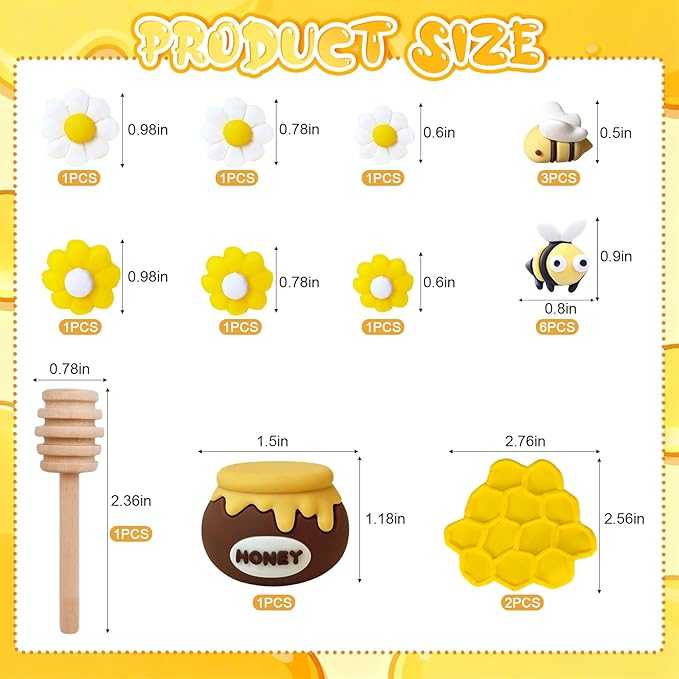 Knana 19Pcs Bee Cake Topper Bee Honeycomb Cake Decorations Honey Bee Theme Baby Shower Birthday Party Decoration Supplies