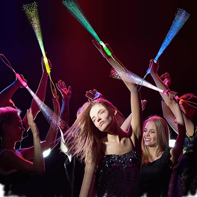 48 PCS Glow Fiber Wands Sticks LED Light Wands 3 Modes Flashing Fiber Optic Light Rod Bulk Fiber Optic Wands for Halloween Christmas Bar Wedding Party Supplies
