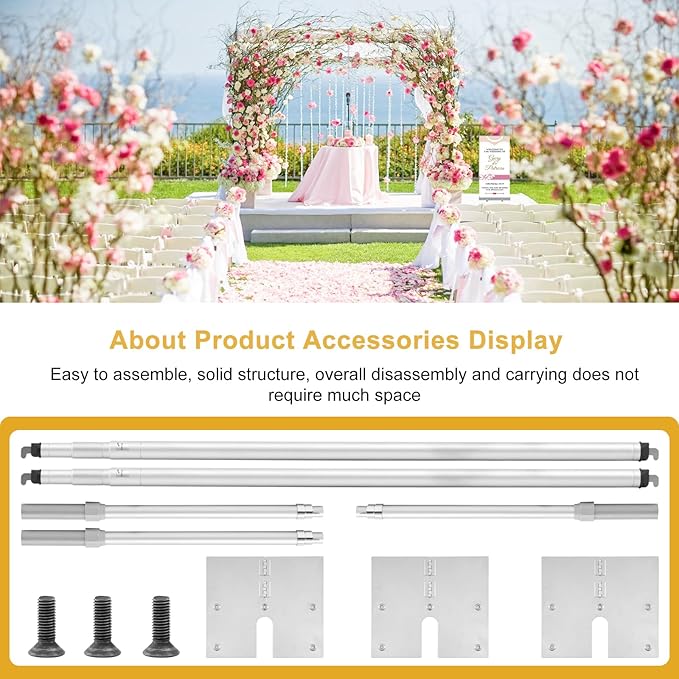 Jiang&Rong 10ft x 20ft Adjustable Backdrop Stand Kit - Heavy Duty Pipe and Drape Stand for Photo Studio, Booth, or Photography Backgrounds