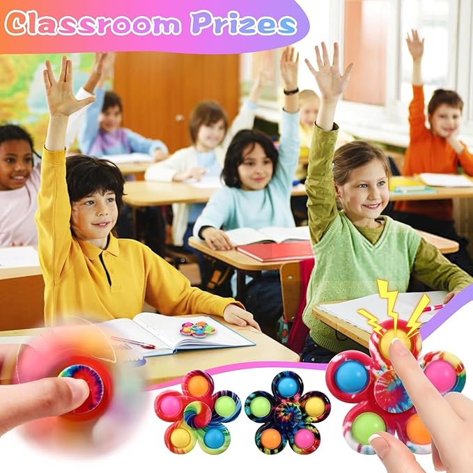 SCIONE 24 Pack Party Favors Fidget Spinners for Kids 4-8 8-12,Goodie Bags Stuffers for Kids 3-5, Pop Fidget Toys Bulk Classroom Prizes for Girls Boys, Toddler Birthday Party Return Gifts