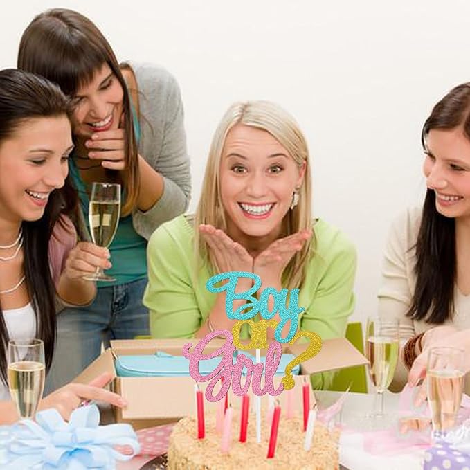 1 Pack Boy or Girl Theme Cake Toppers Baby Shower Cupcake Picks for Gender Reveal, Kids Birthday Party Decoration(Style A)