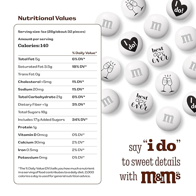 M&M's World Milk Chocolate Wedding Candy Favors, 20 Pack of 0.75oz, Perfect for Wedding Reception, Bridal Favors, Rehearsal Dinner and Table Decor