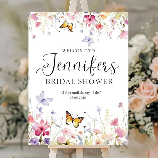Personalized Bridal Shower Welcome Sign, Minimalist Wildflower Floral Poster, Modern Wedding Shower Welcome Board, Custom Bridal Decorations for Indoor or Outdoor Use - 26