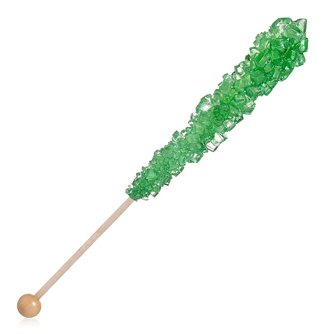 Green Rock Candy Sugar Sticks - Green Apple Flavored - 144 Individually Wrapped Candy Party Favors