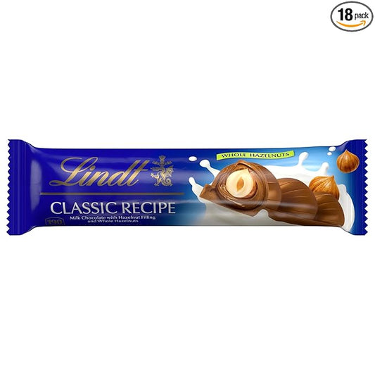 Lindt CLASSIC RECIPE Whole Hazelnut Milk Chocolate Stick, Milk Chocolate Candy with Whole Hazelnuts, 1.2 oz.