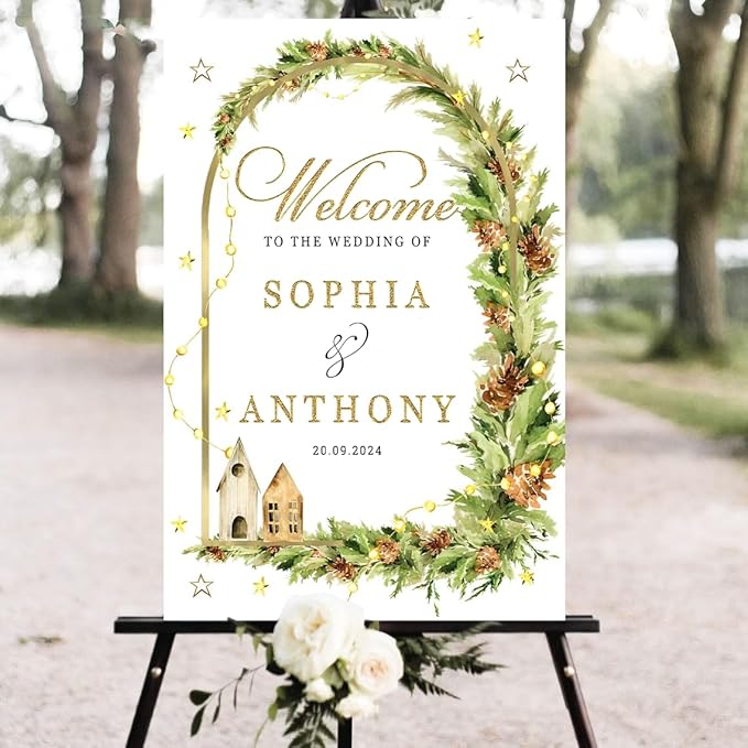Personalized Christmas Wedding Sign - Tis the Season to be Married, Winter Wedding Decor