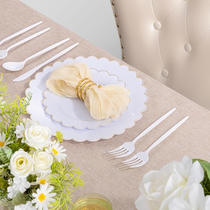 Supernal 360pcs White Plastic Silverware Heavy Duty Disposable Cutlery Set Includes White Party Knives,Plastic Forks and Spoons Suitable July 4th,Weddings & Birthday