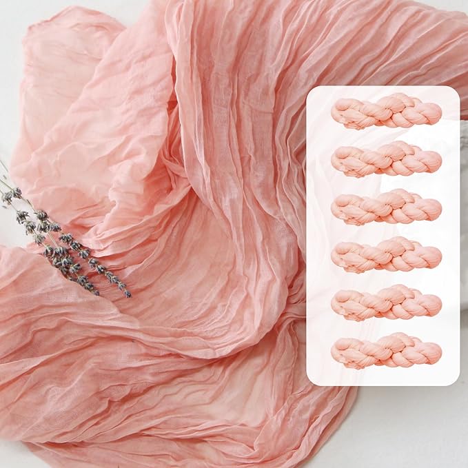 FEXIA 6 Pack Pink Table Runner 35x120 Inches Peach Spring Easter Table Runner for Shower Wedding Party First Communion Centerpiece Engagement Boho Table Decoration