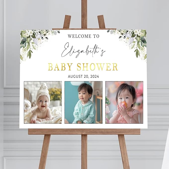 Personalized Baby Shower Welcome Sign, Baby Shower Yard Sign For Boy Or Girl, Baby Shower Welcome Sign With Stand, Baby Shower Welcome Signs, Greenery Baby Shower Welcome Sign