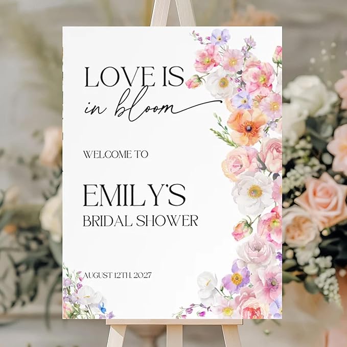 Personalized Bridal Shower Welcome Sign, Minimalist Wildflower Floral Poster, Modern Wedding Shower Welcome Board, Custom Bridal Decorations for Indoor or Outdoor Use - 21