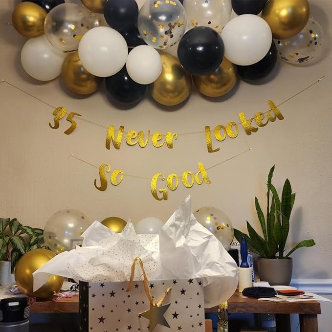 Balloons Black Gold, 60 Packs 12 Inch Black Metallic Chrome Gold Latex Balloons with Gold Confetti Balloon for Men Women Birthday Wedding Baby Shower Graduate Father's Day Anniversary Decorations