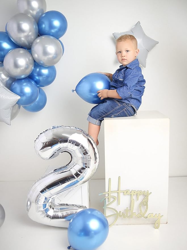 1 Balloon - Silver Birthday Number Balloons, 40 Inch Large Foil Balloons for Men Women Boys Girls Silver Themed Birthday Decorations