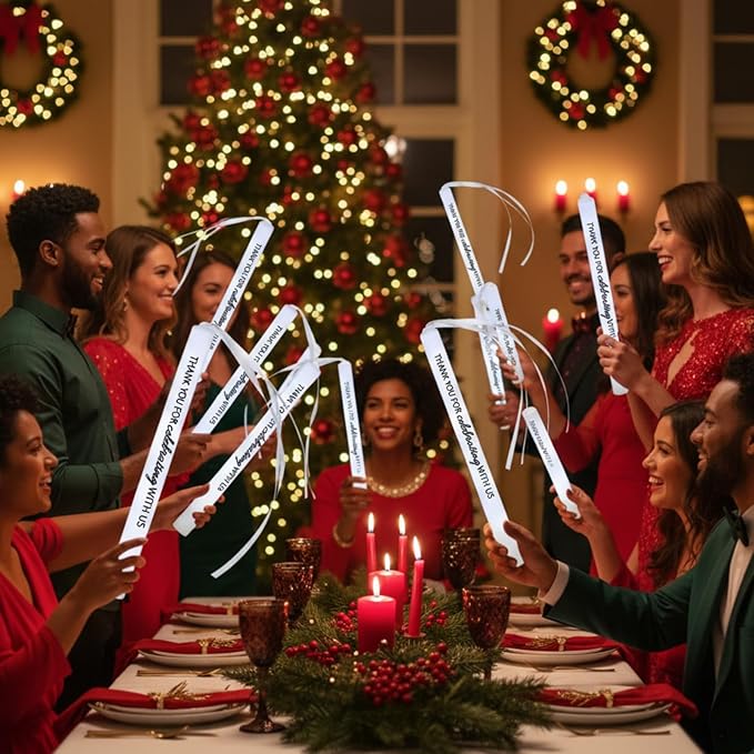 50 Pack White LED Party Foam Light Sticks Batons with Triple Ribbon Wedding Thank You Celebrating Wands 3 Color Lighting Modes for Guests Send Off, Christmas, Festivals, Birthday Party