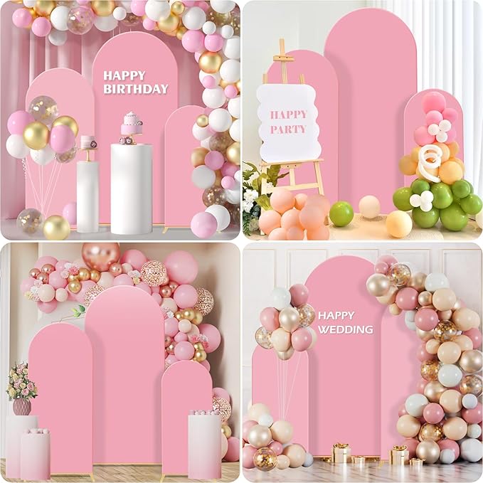 Wedding Arch Backdrop Stand Set of 3, (4, 5, 6) Metal Arch Backdrop Stand with Arch Cover, Wedding Balloon for Birthday, Baby Shower, Anniversary