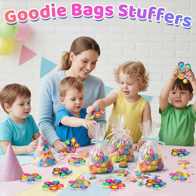 Gigilli 12 Pcs Pop Fidget Spinner Bulk Christmas Party Favors Stocking Stuffers for Kids 4-8, Mini Sensory Fidget Toys for Kids Adults, Goodie Bags Stuffers Treasure Box Toys for Classroom Prizes ADHD