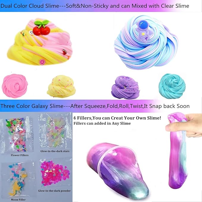 Crunchy Slime Set 12 Packed for Kids,Super Soft and Non-Sticky Stress Relief Clear Slime Toy,DIY Butter Slime Party Favor for Girls & Boys Party Favors Red Slime Totally 25OZ (Type 6)