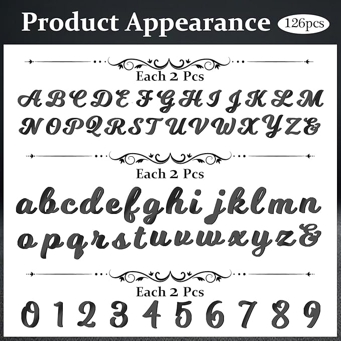 126 PCS Custom Name Cake Topper Acrylic Letters DIY Personalized A-Z & 0-9 Number Alphabet Cake Decoration For Wedding Anniversary Baby Shower Party Birthday Supplies (Black)