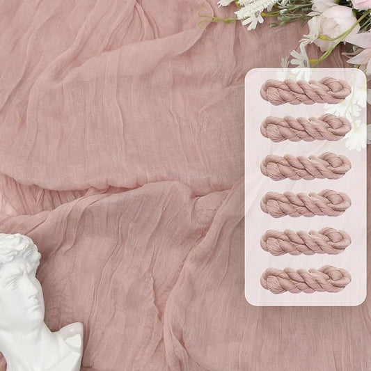 FEXIA 6 Pack Table Runner Dusty Pink Cheesecloth 35x120 Inches Boho Gauze Spring Easter Table Runner for Wedding Decor Reception Bridal Shower Centerpiece Engagement