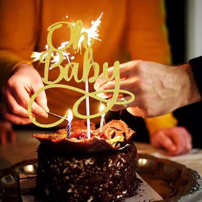 1 Pack Oh-Baby Cake Toppers Boy or Girl Theme Baby Shower Cupcake Picks for Gender Reveal, Kids Birthday Party Decoration(Style B)