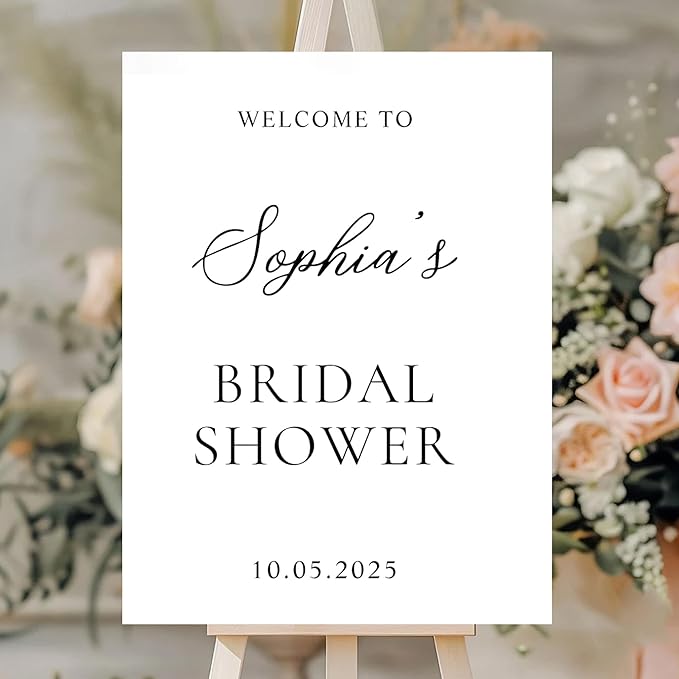 Personalized Bridal Shower Welcome Sign, Minimalist Wildflower Floral Poster, Modern Wedding Shower Welcome Board, Custom Bridal Decorations for Indoor or Outdoor Use - 09