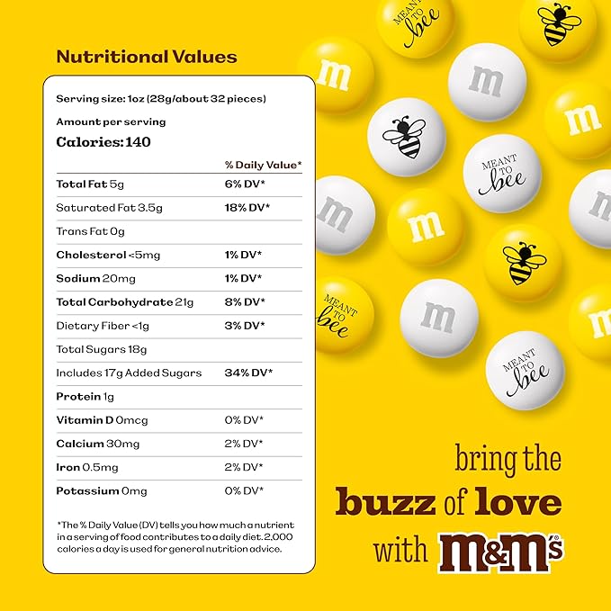 M&M’S WORLD Meant To Bee Milk Chocolate Candy - 2lbs of Bulk Candy for Engagement Party, Wedding Favors, a Chocolate Gift Box and More