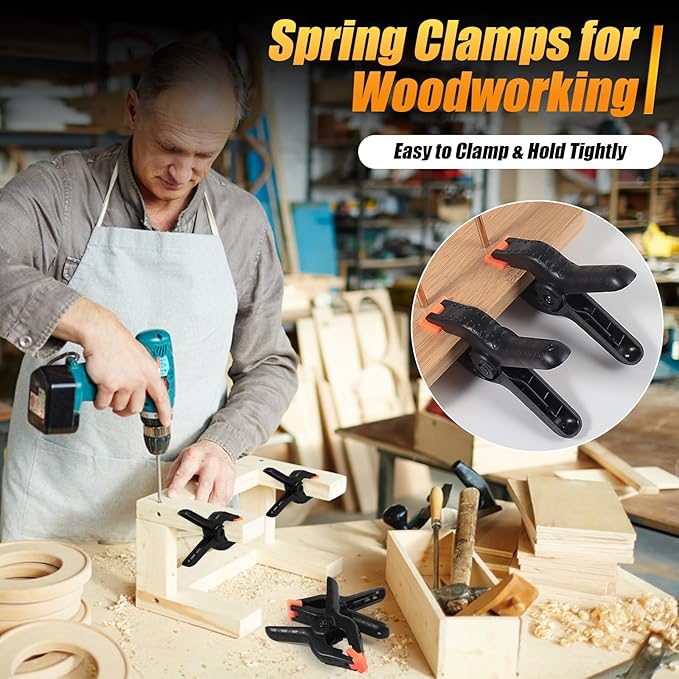 RELBRO Spring Clamps, 4.5 Inch Large Plastic Clips for Balloon Arch Backdrop Craft Decoration, Heavy Duty, Black, 10 Pcs