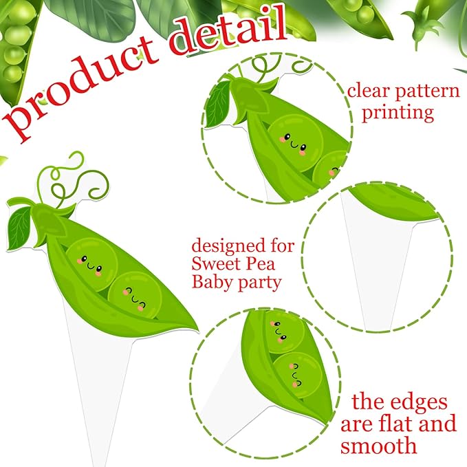 Two Peas in a Pod Twins Cupcake Toppers Twins Baby Shower Decorations 48Pcs Pea Party Cake Topper Decorations Sweet Pea Cupcake Picks for Two Peas in a Pod Twins Gender Reveal Birthday Party Supplies