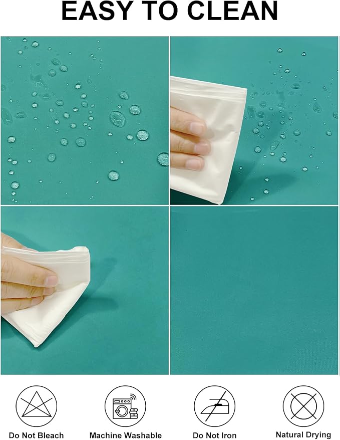 Fokitut 2 Pack Waterproof Round Tablecloth, 108 Inch, Stain Resistant and Wrinkle Polyester Table Cloth, Fabric Table Cover for Kitchen Dining, Wedding, Party, Holiday Dinner-Turquoise