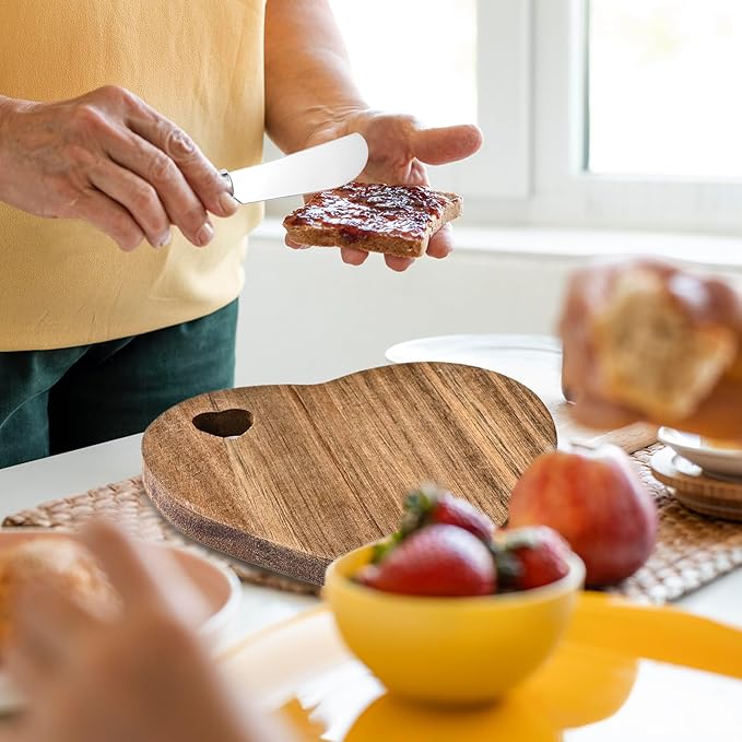 6 Set Heart Shaped Charcuterie Board Wood Mini Charcuterie Board With Cheese Knives Fork Set Bridal Shower Favors for Guest Bridal Baby Shower Prize Wedding Birthday Valentines Day