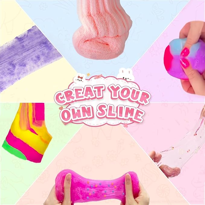 Slime 7 Packed for Kids,Super Soft and Non-Sticky Stress Relief Clear Slime Kit Toy for Christmas Day Gift,DIY Butter Slime Party Favor (Type 7)