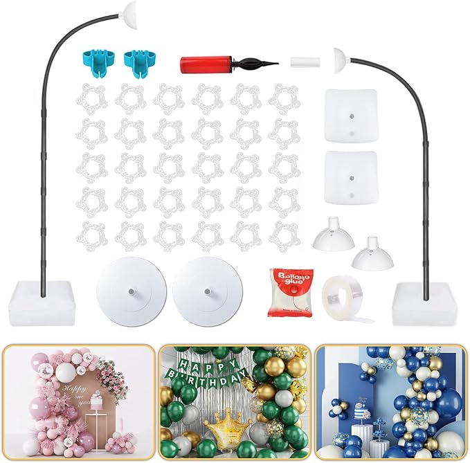 Balloon Arch Kit - Bendable 8.2FT & 6FT Balloon Arch Stand with Base and Manual Pump,Reusable Versatile Half Arch Balloon Stand for Birthday,Wedding, Baby Shower, Holiday, Graduation Party Decorations