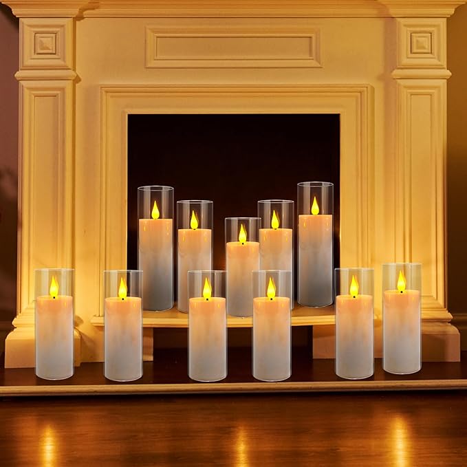 24-Pack Premium Flameless LED Candles - Elegant White & Clear Acrylic Pillar Design with Realistic Flickering Flame, Remote Control & Timer for Weddings, Christmas, Halloween & Home Decor