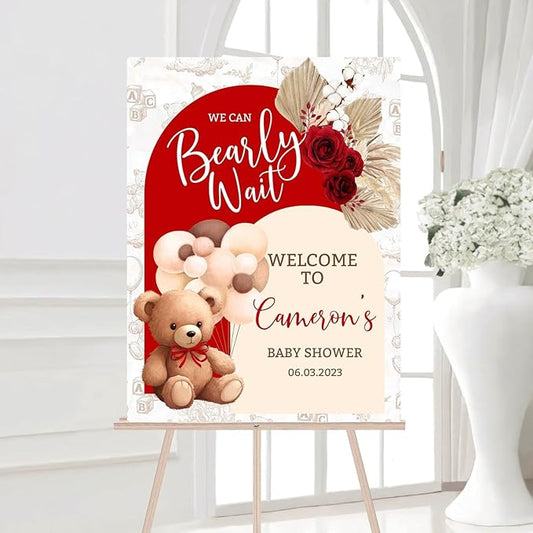 Personalized Baby Shower Sign, Bear Balloon Baby Shower Welcome Sign, We Can Bearly Wait Baby Shower Welcome Sign, Baby Shower Signs, Welcome Baby Shower Sign, Baby Shower Yard Sign, Baby Shower Decorations