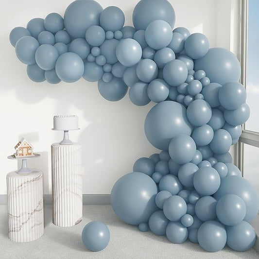 Balloon Garland Arch Kit – 146 Pcs Dusty Blue Balloons for Baby Shower, Birthday, Gender Reveal, Wedding Party – DIY Kit by Vellax™