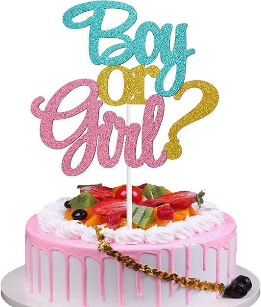 1 Pack Boy or Girl Theme Cake Toppers Baby Shower Cupcake Picks for Gender Reveal, Kids Birthday Party Decoration(Style A)