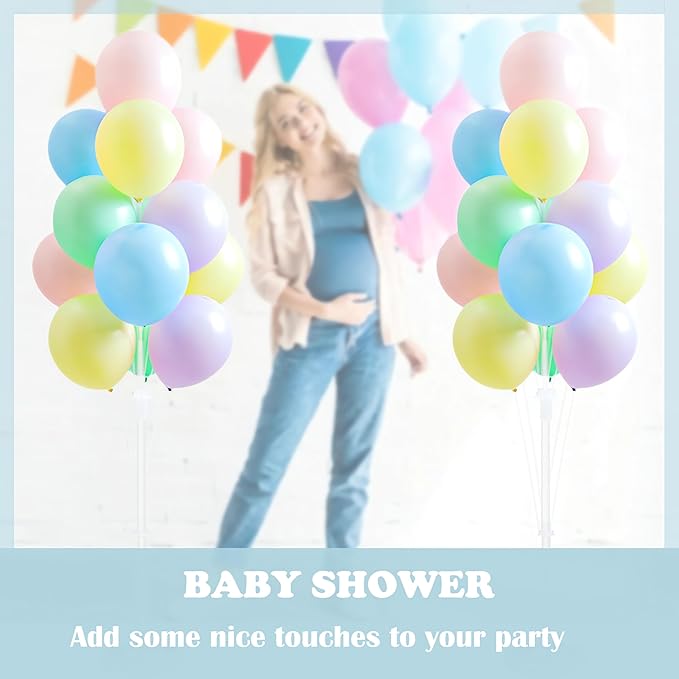 Balloon Column Kit Set of 2 With Balloons Included - Balloon Tower with Stand, Base, and Pole,Backdrop Decoration for Wedding, Baby Shower, Birthday Party, or Bachelorette Parties (Macaron)