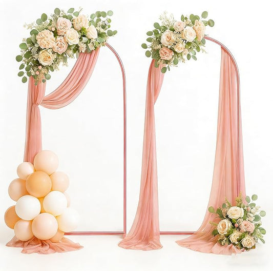 Metal Arch Backdrop Stand Set of 2, Heavy-Duty Balloons Arch Frame for Wedding Ceremony, Party, Baby Shower, Birthday Decorations (Rose Gold, 7.2ft+6.6ft)