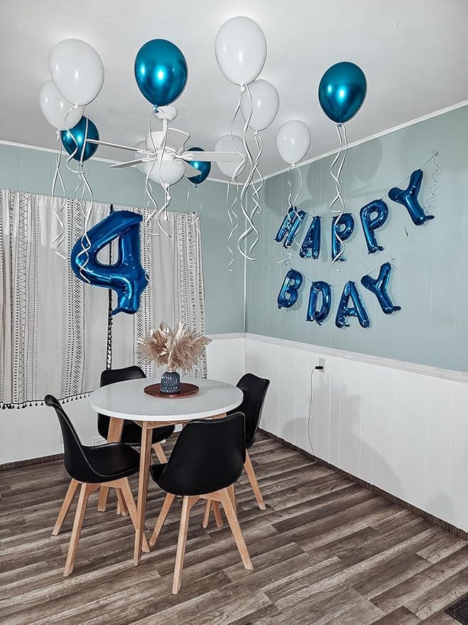 0 Balloon - Metallic Blue Birthday Number Balloons, 40 Inch Large Foil Balloons for Men Women Boys Girls Metallic Blue Themed Birthday Decorations