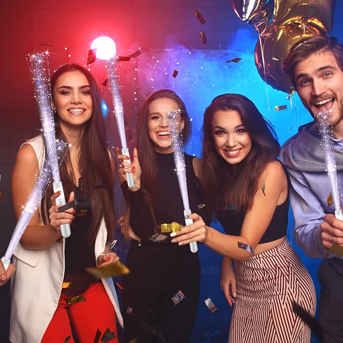 200 Pieces Fiber Optic Wand Bulk 13.8 Inch White Glow Stick Wedding Fiber Optic Stick with 3 Light Modes LED Light up Wand Flashing for Bridal Shower Glow in The Dark Party Favors