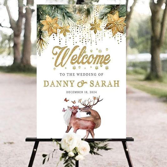 Personalized Christmas Wedding Welcome Sign, Holiday Welcome Sign, Tis the Season to be Married Sign, Winter Wedding Sign, Winter Wedding Decor, Custom Christmas Wedding Sign #20