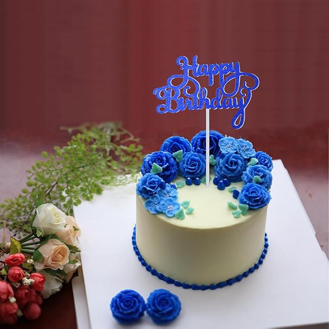 24 Pack Multi Colors Birthday Cake Topper Set, Glitter Cake Bunting Decor Birthday Cake Picks Party Decorations Supplies(Classic)