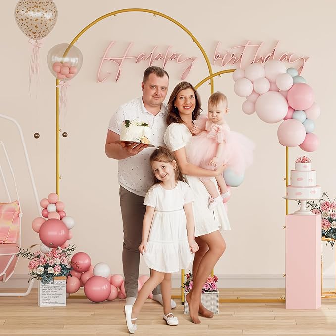 Snughome Arch Backdrop Stand, Set of 2 Metal Arch Stand (7.2FT+6FT), Gold Wedding Arch Frame for Party, Baby Shower, Holiday, Ideal for Balloon Flower